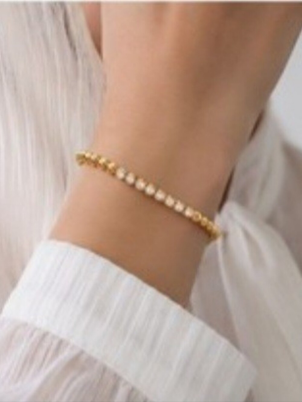 Celeste Gold Zircon Bracelet – Stainless Steel Beaded Bracelet - Women Jewelry